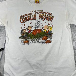 Vintage 1990s "It's the Great Pumpkin Charlie Brown" White Peanuts T-Shirt Large